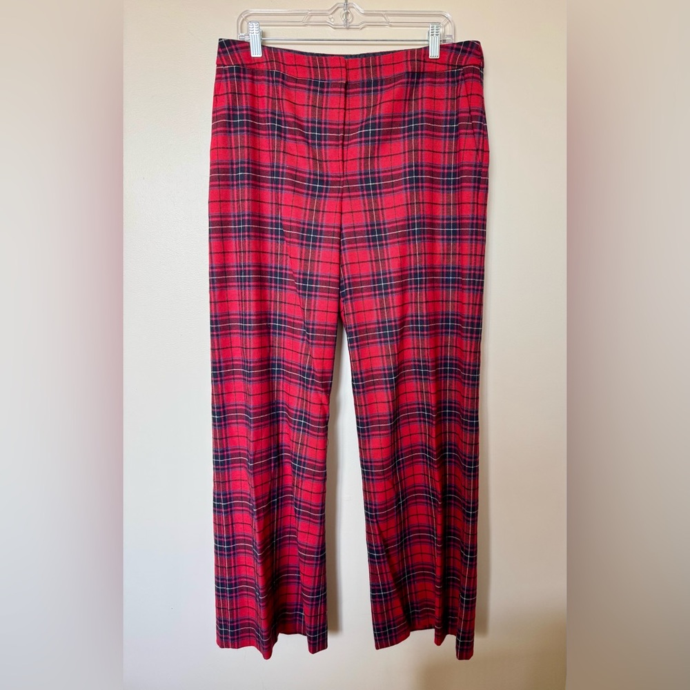 Boden Holiday Fall Red Plaid Wool Trouser Pants NWOT